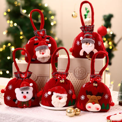 3D-Schneemann-Puppenbeutel mit Weihnachtsmann-Elchgriff OEM/ODM-Akzeptable Weihnachtssüßigkeitenbeutel