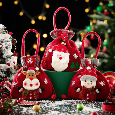 3D-Schneemann-Puppenbeutel mit Weihnachtsmann-Elchgriff OEM/ODM-Akzeptable Weihnachtssüßigkeitenbeutel