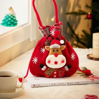 3D-Schneemann-Puppenbeutel mit Weihnachtsmann-Elchgriff OEM/ODM-Akzeptable Weihnachtssüßigkeitenbeutel