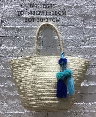 Zwei Gürtel Gewebter Strohstrand-Eimer-Tasche für große Kapazität Urlaub Freizeit