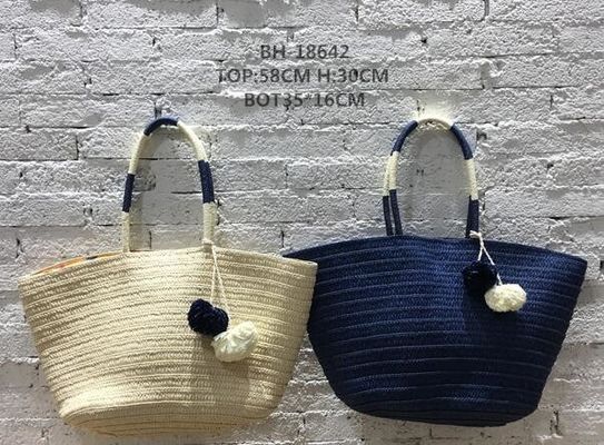 Zwei Gürtel Gewebter Strohstrand-Eimer-Tasche für große Kapazität Urlaub Freizeit