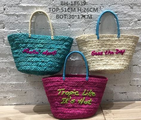Zwei Gürtel Gewebter Strohstrand-Eimer-Tasche für große Kapazität Urlaub Freizeit