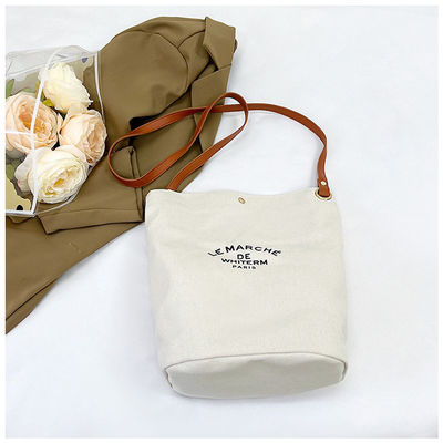 Neueste Modische Medium Canvas Weibliche Eimer Tasche für 2024 Sommer Crossbody Druck