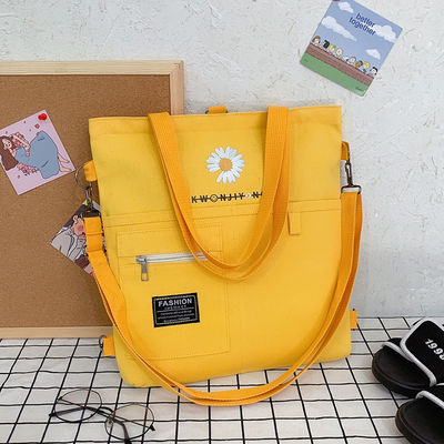Leinwand Strauß Muster Tragbare Schulter Gelb Customized Printed Logo Tote Bag