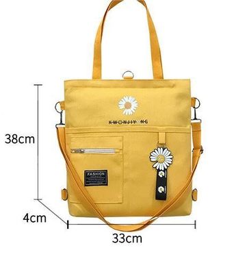 Leinwand Strauß Muster Tragbare Schulter Gelb Customized Printed Logo Tote Bag
