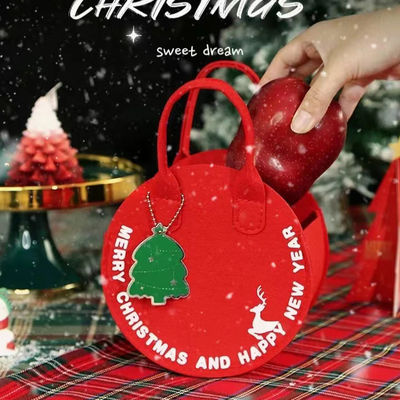 Modische Weihnachts-Felt-Tasche Roter Weihnachtsmann-Einkaufstasche mit rundem Geschenk-Taschen-Design
