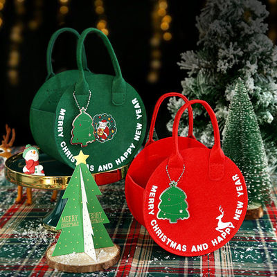 Modische Weihnachts-Felt-Tasche Roter Weihnachtsmann-Einkaufstasche mit rundem Geschenk-Taschen-Design