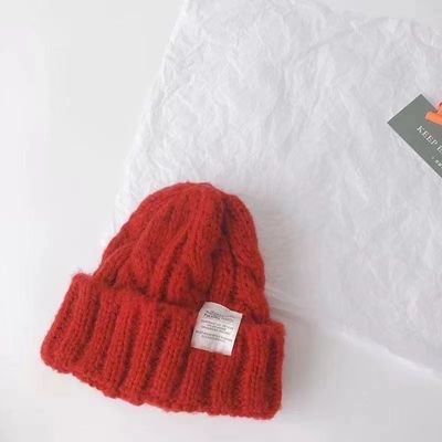 Custom Logo Feste Farbe Japanische Twist Strick Hut für Herbst und Winter Studenten