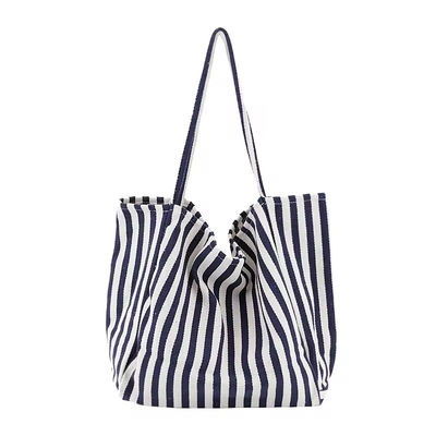 Customized Farbe Baumwolle Leinwandbeutel für den Einkauf OEM/ODM akzeptabel gestreifte Tote-Tasche