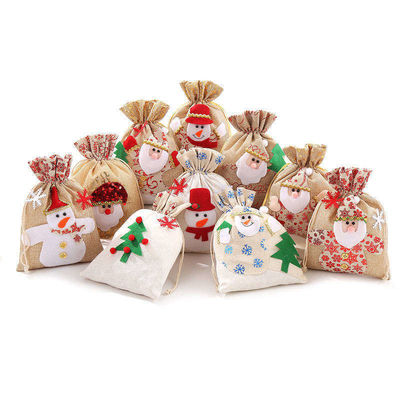 OEM/ODM Akzeptiert Leinwand Weihnachtsmann-Cookie-Tasche für Weihnachten Schiff gestrickte Burlap Geschenktaschen