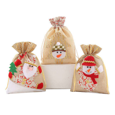 OEM/ODM Akzeptiert Leinwand Weihnachtsmann-Cookie-Tasche für Weihnachten Schiff gestrickte Burlap Geschenktaschen