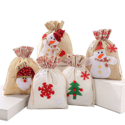 OEM/ODM Akzeptiert Leinwand Weihnachtsmann-Cookie-Tasche für Weihnachten Schiff gestrickte Burlap Geschenktaschen
