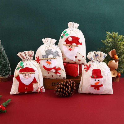 OEM/ODM Akzeptiert Leinwand Weihnachtsmann-Cookie-Tasche für Weihnachten Schiff gestrickte Burlap Geschenktaschen