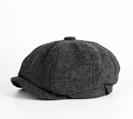 Frühlings- und Herbst-Hütte für Männer Einfache gefärbte Wollbarette mit Retro-England-Oktagon-Design