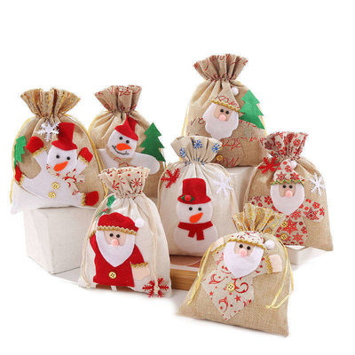 OEM/ODM Akzeptiert Leinwand Weihnachtsmann-Cookie-Tasche für Weihnachten Schiff gestrickte Burlap Geschenktaschen