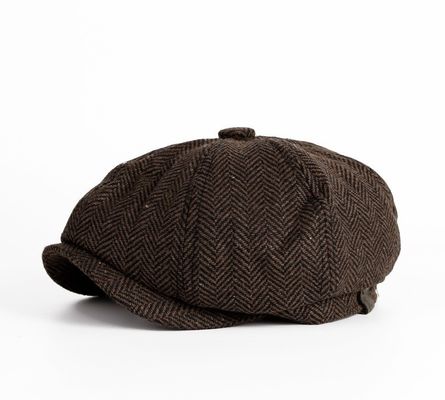 Frühlings- und Herbst-Hütte für Männer Einfache gefärbte Wollbarette mit Retro-England-Oktagon-Design