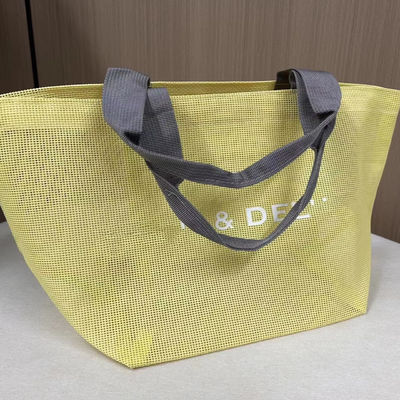 Customized Logo Mesh Taschen Wiederverwendbares Nylon Wire Mesh Shopping Tote Bag Mesh Strandtasche