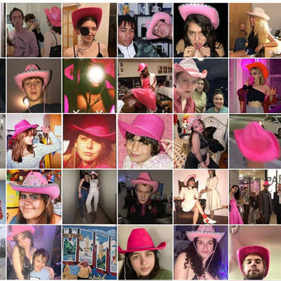 Gefiederter Border Pink Western Cowboy Hut mit hellrosa Krone und anpassbares Logo