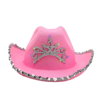 Gefiederter Border Pink Western Cowboy Hut mit hellrosa Krone und anpassbares Logo