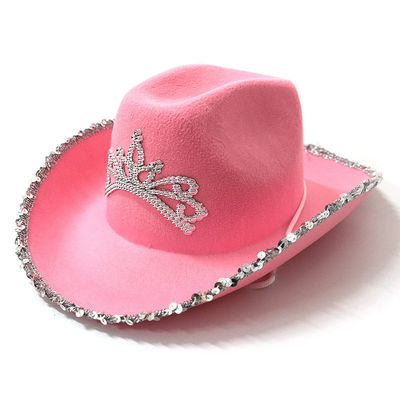 Gefiederter Border Pink Western Cowboy Hut mit hellrosa Krone und anpassbares Logo