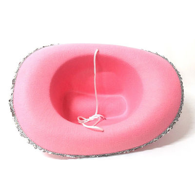 Gefiederter Border Pink Western Cowboy Hut mit hellrosa Krone und anpassbares Logo