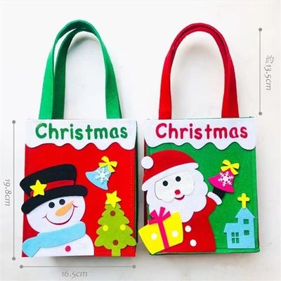 Customized Farbe Weihnachtsbeutel mit handgefertigtem Filz Weihnachtsmann Schneemann Rentier Design