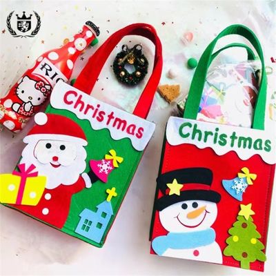 Customized Farbe Weihnachtsbeutel mit handgefertigtem Filz Weihnachtsmann Schneemann Rentier Design