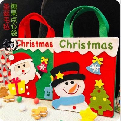 Customized Farbe Weihnachtsbeutel mit handgefertigtem Filz Weihnachtsmann Schneemann Rentier Design