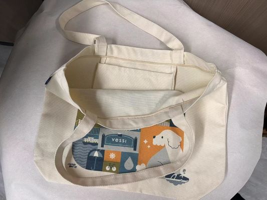 Neueste Modestyl Custom Printed Logo Design Baumwolltasche mit Reißverschluss und Leinwand