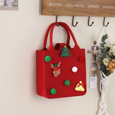 Rote Farbige Felttasche Custom Logo Akzeptiert Weihnachtsgeschenk Tasche für Ins Style