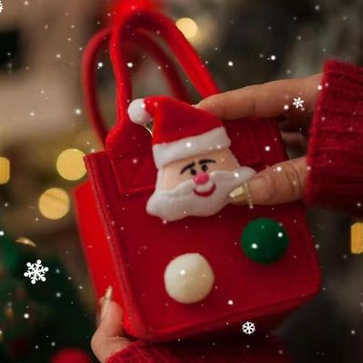 Rote Farbige Felttasche Custom Logo Akzeptiert Weihnachtsgeschenk Tasche für Ins Style