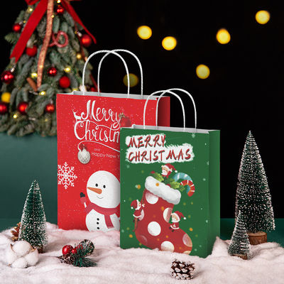 Custom Logo Akzeptiert FSC-zertifizierte Kraftpapiertüte für nachhaltige Weihnachtskäufe
