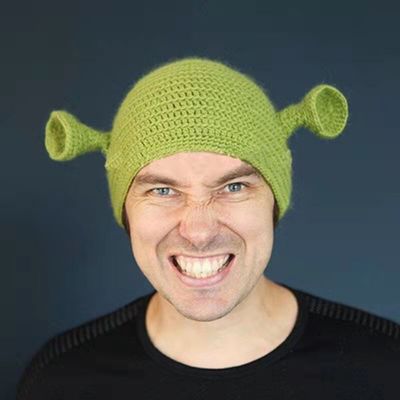 Unisex-Hut für Erwachsene Party Balaclava Monster Shrek Wolle Winter gestrickte grüne lustige Beanie Skullies Hut für handgefertigt