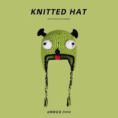 Unisex-Hut für Erwachsene Party Balaclava Monster Shrek Wolle Winter gestrickte grüne lustige Beanie Skullies Hut für handgefertigt