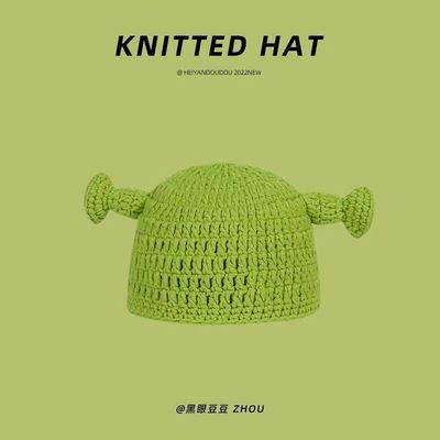 Unisex-Hut für Erwachsene Party Balaclava Monster Shrek Wolle Winter gestrickte grüne lustige Beanie Skullies Hut für handgefertigt