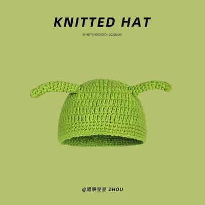 Unisex-Hut für Erwachsene Party Balaclava Monster Shrek Wolle Winter gestrickte grüne lustige Beanie Skullies Hut für handgefertigt