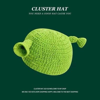 Unisex-Hut für Erwachsene Party Balaclava Monster Shrek Wolle Winter gestrickte grüne lustige Beanie Skullies Hut für handgefertigt