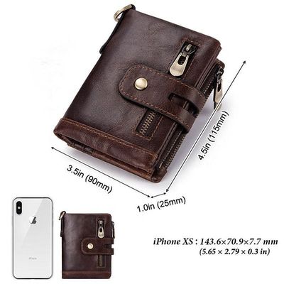 Cowhide Mini Echte Leder Geldbörsen mit RFID Blockierung und Luxus Gents Anpassung