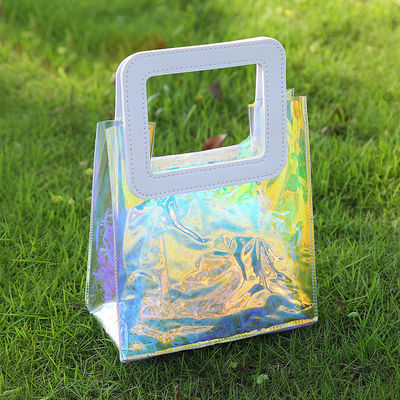 Reise- und Ausreise-Damen-Strandtasche Transparente PVC-Einkaufstüte mit Ledergriff