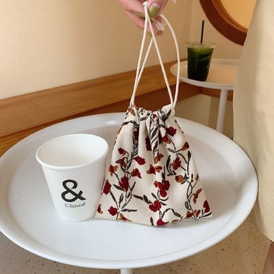 Custom Logo Druck Leinwand Baumwolle Schmuck Tasche Ziehseile Schuhtasche für Mode Stil