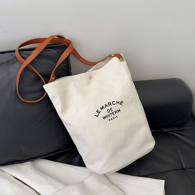 Große Leinwand-Tote-Tasche für Frauen Sublimation Große graue Strandtasche kundenspezifische Farbe