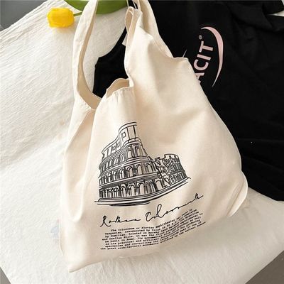 Handgeführter Stil Custom Vollgedruckte Logo Große Leinwand Tote Tasche für Shopping und Strand