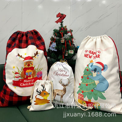 Neueste Modische 2024 Weihnachtsgeschenk Tasche Weihnachtsmann Säcke Ziehseile Tasche kundenspezifische Farbe