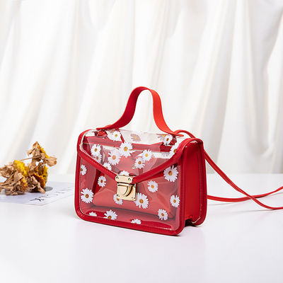 Komposit-Tote-Handtasche für Frauen mit Straußmuster und durchsichtigem PVC-Material