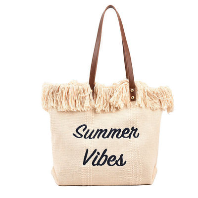 Stylische Handtasche aus Leinwand mit Straußmuster, ideal für ungezwungene Sommerausflüge und Shopping