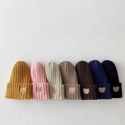 Herbst-Winter-Kinder Massivfarbige Strickhüte für Kinder Mädchen Jungen 10x9.5cm Kapuzen