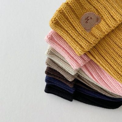 Herbst-Winter-Kinder Massivfarbige Strickhüte für Kinder Mädchen Jungen 10x9.5cm Kapuzen