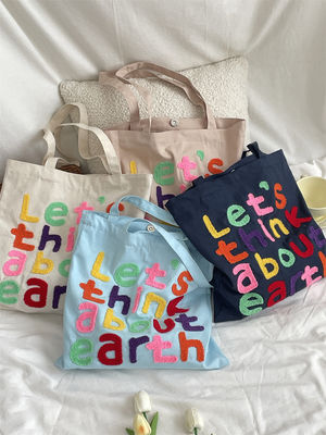 Benutzerdefiniertes Logo Akzeptiert Straußmuster Baumwoll-Tote-Taschen für umweltfreundliches Einkaufen