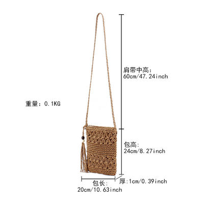 Custom Logo Akzeptiert Frauen Stroh Crossbody Eimer Weave Strohtaschen für Sommer Strand