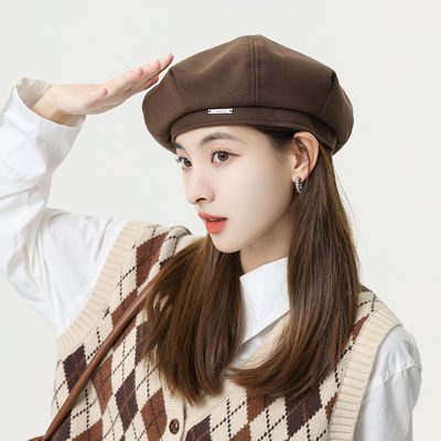 Koreanische Version von Herbst- und Winterwollmetall-Marke-Beret für das tägliche Leben von Kindern